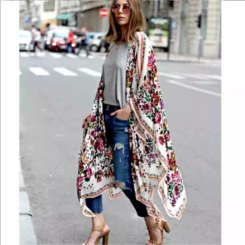 Arrived! 🌺BoHo blouse chiffon kimono top - Picture 6 of 9